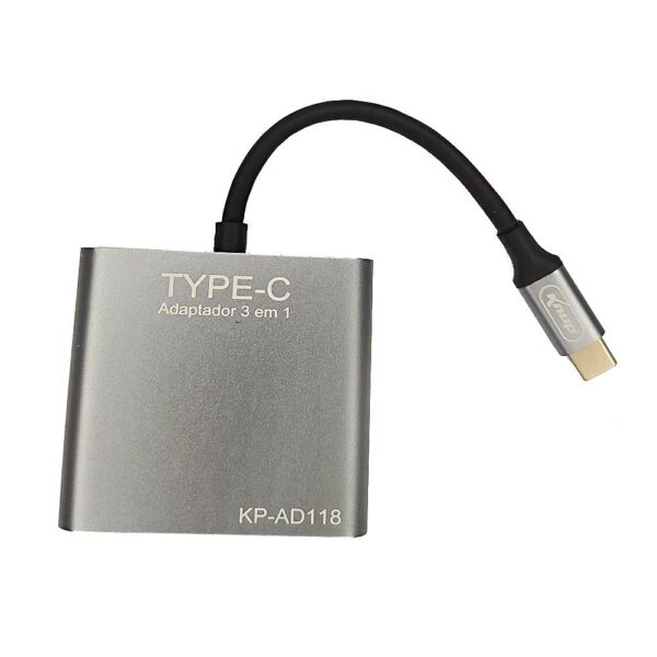 ADAPTADOR TIPO-C 3 EM 1 KP-AD118 KNUP TIPO-C/USB 3.0/HDMI - Image 3