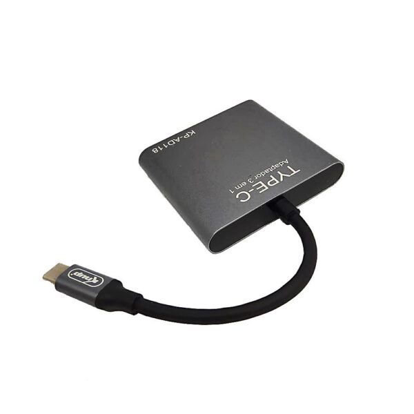 ADAPTADOR TIPO-C 3 EM 1 KP-AD118 KNUP TIPO-C/USB 3.0/HDMI - Image 2