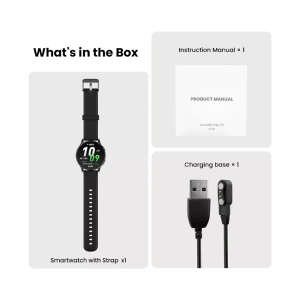Smartwatch Amazfit Pop 3r Esportes Amoled Chamadas Preto - Image 2